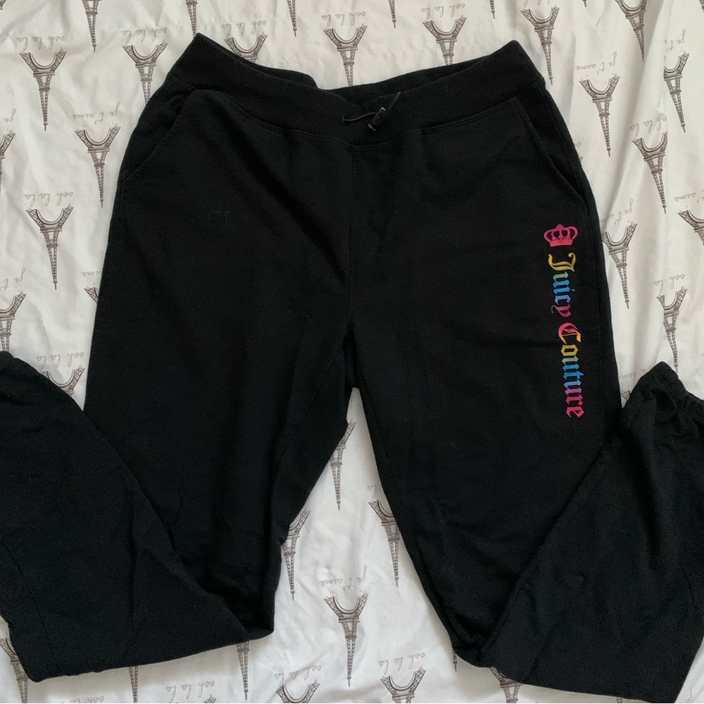 juicy couture black sweatpants with rainbow detail size S women’s